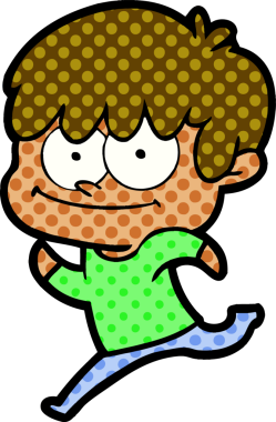 Bir insan tarafından çizilmiş mutlu çizgi film adamı.