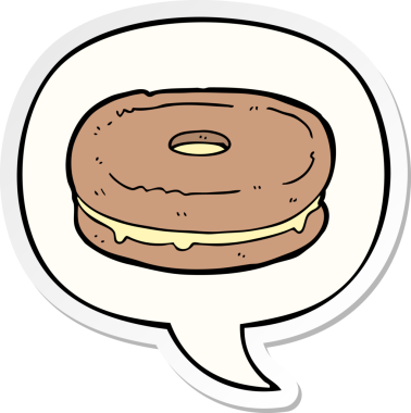 Bir insan tarafından çizilmiş konuşma balonu çıkartmalı çizgi film bisküvisi.