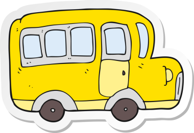 Bir insan tarafından çizilmiş sarı bir okul otobüsünün çıkartması.