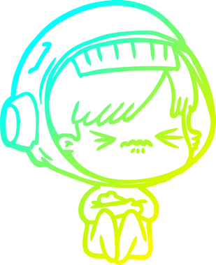 Bir insan tarafından çizilmiş kızgın bir uzay kızı çizimi.