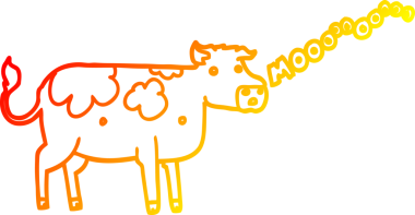 Bir insan tarafından çizilmiş çizgi film ineğinin sıcak çizgi çizimi