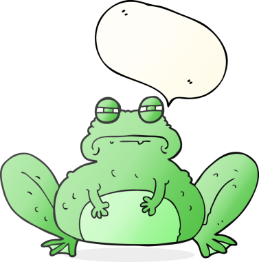 Bir insan tarafından çizilmiş serbest konuşma balonu karikatür kurbağası