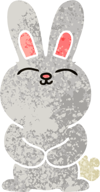 Bir insan tarafından çizilmiş garip bir çizgi film tavşanı.