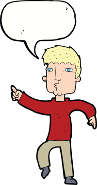 Bir insan tarafından çizilmiş konuşma balonlu çizgi film dansçısı.