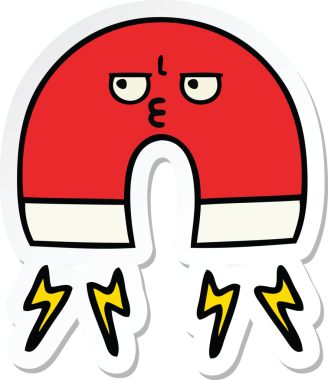 Bir insan tarafından çizilmiş şirin bir çizgi film mıknatısı etiketi.