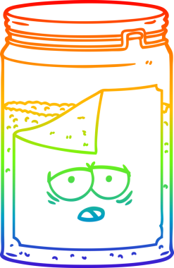 gökkuşağı gradyan çizgi çizimi bir insan tarafından çizilmiş cam bir kavanoz