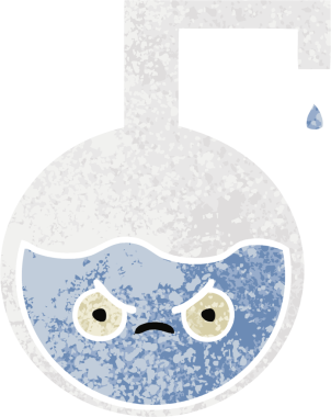 Bir insan tarafından çizilmiş bilimsel bir deneyin retro çizim tarzı karikatürü