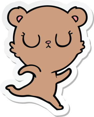 Bir insan tarafından çizilmiş barışçıl bir çizgi film ayısının çıkartması.