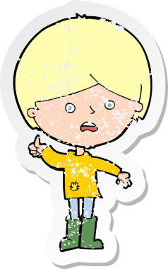 Bir insan tarafından çizilmiş mutsuz bir çocuk çizgi filminin gerilimli yapıştırması.