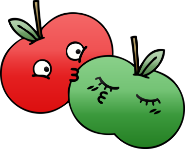 Bir insan tarafından çizilmiş elmaların gölgeli çizimi