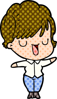 Bir insan tarafından çizilmiş bir karikatür kadın konuşuyor.