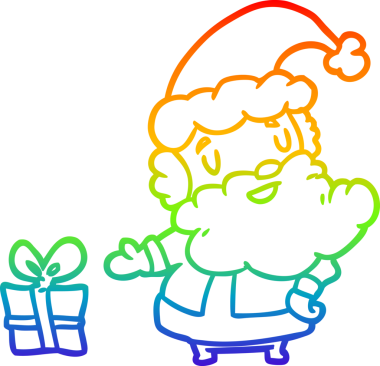 Noel Baba 'nın çizdiği gökkuşağı gradyanı bir insan tarafından çizilmiş.