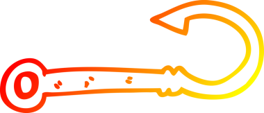 Bir insan tarafından çizilmiş karikatür balık kancasının sıcak gradyan çizgisi