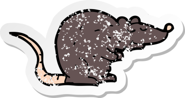 Bir insan tarafından çizilmiş siyah bir farenin gerilimli çıkartması.