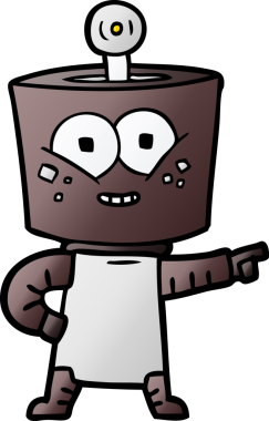 Bir insan tarafından çizilmiş mutlu çizgi film robotu