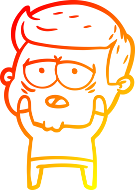 Bir insan tarafından çizilmiş, yorgun bir adamın çizgi çizimi.