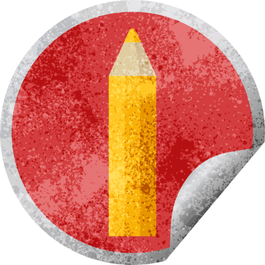 bir insan tarafından çizilmiş turuncu renkli kalem grafik vektör çizim dairesel etiketi