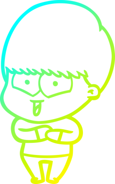 Bir çizgi film karakteri çizen soğuk çizgi bir insan tarafından çizilmiş mutlu çocuk.