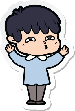 Bir insan tarafından çizilmiş garip bir adamın çıkartması.