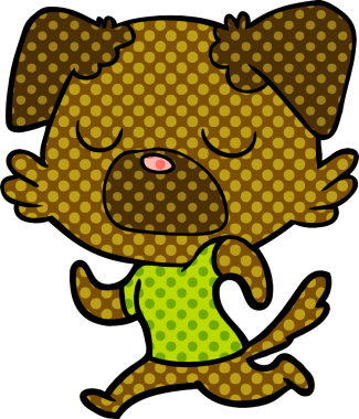 Bir insan tarafından çizilmiş çizgi köpek koşusu.