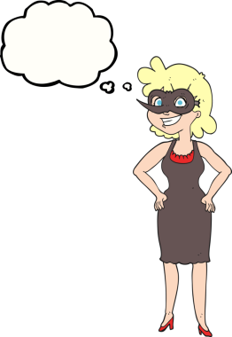 Bir insan tarafından çizilmiş maske takan serbest çizim baloncuk kadın.