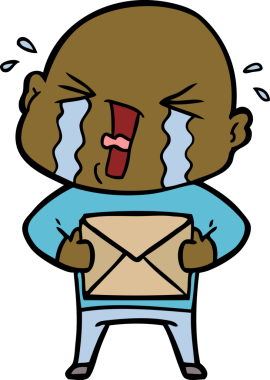 Bir insan tarafından çizilmiş ağlayan kel bir adam.