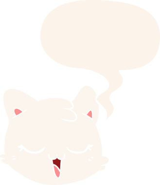 bir insan tarafından çizilmiş eski moda konuşma baloncuklu çizgi film kedisi yüzü