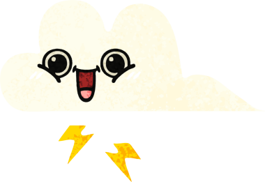 Bir insan tarafından çizilmiş bir fırtına bulutunun retro çizim tarzı karikatürü