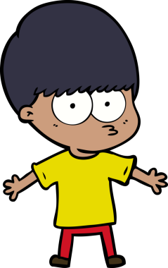 Bir insan tarafından çizilmiş sinirli çizgi film çocuğu.