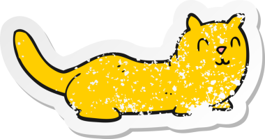 Bir insan tarafından çizilmiş bir karikatür kedinin gerilmiş çıkartması.