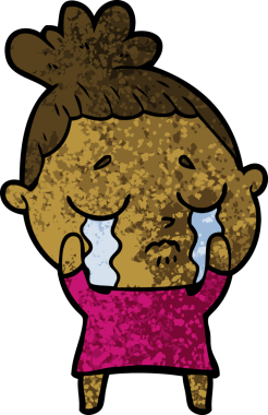 Bir insan tarafından çizilmiş ağlayan kadın çizgi filmi.