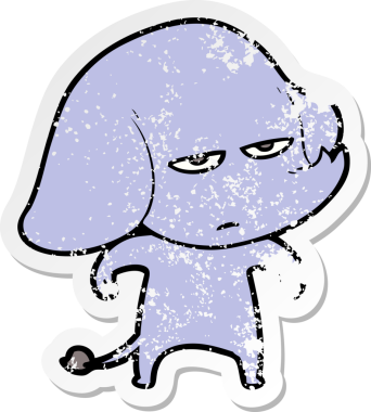 Bir insan tarafından çizilmiş kızgın bir fil çıkartması.