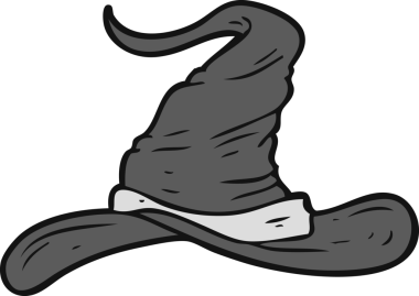 Bir insan tarafından çizilmiş çizgi film sihirbazları şapkası.