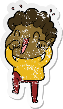 Bir insan tarafından çizilmiş mutlu bir adamın sıkıntılı çıkartması.