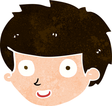 Bir insan tarafından çizilmiş mutlu çocuk yüzü.