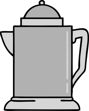 Bir insan tarafından çizilmiş eski bir kahve sürahisi karikatürü.