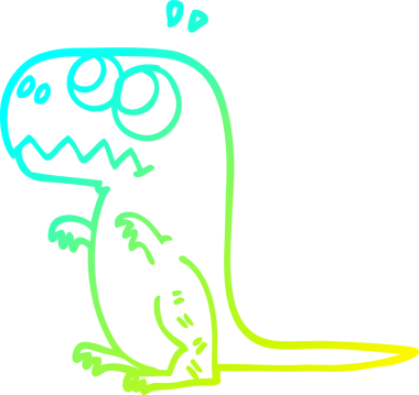 Bir insan tarafından çizilmiş tarih öncesi bir dinozorun soğuk gradyan çizimi