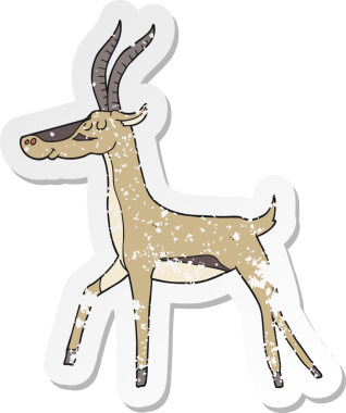 Bir insan tarafından çizilmiş çizgi film ceylanının gerilimli yapıştırması.