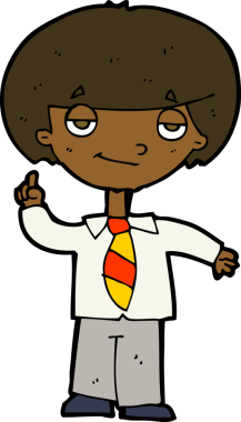 Bir insan tarafından çizilen soruyu cevaplayan karikatür okulu çocuğu.