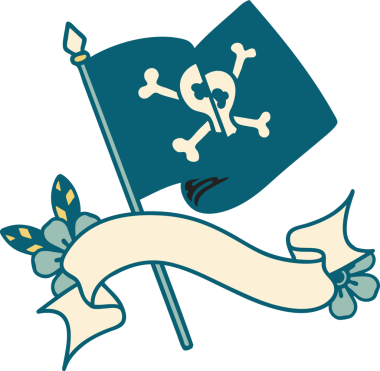 Bir insan tarafından çizilmiş geleneksel korsan bayrağı dövmesi