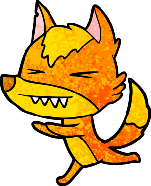 Bir insan tarafından çizilmiş tilki çizgi film karakteri