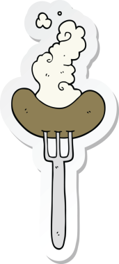 Bir insan tarafından çizilmiş sosis üzerine çizgi film etiketi.