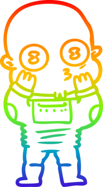 Gökkuşağı gradyan çizgi çizimi Bir insan tarafından çizilmiş garip kel uzay adamı