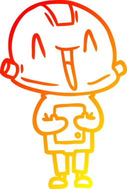 Bir insan tarafından çizilen çizgi film robotunun sıcak çizgi çizimi