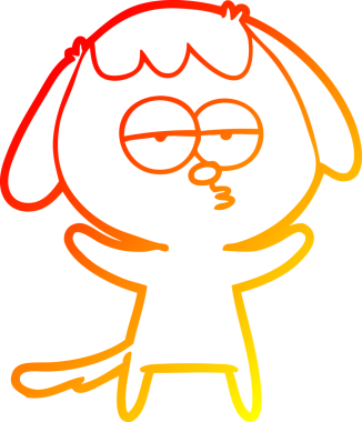 Bir insan tarafından çizilen ve sıkılmış bir köpeğin sıcak çizgi çizimi.