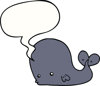 Bir insan tarafından çizilmiş konuşma balonlu çizgi film balinası