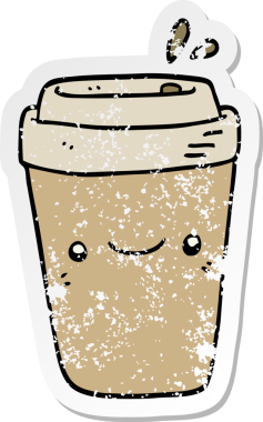 Bir insan tarafından çizilmiş karikatür paket kahve etiketi.