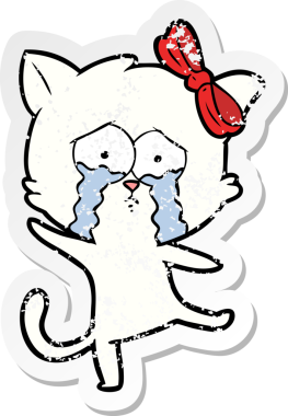 Bir insan tarafından çizilmiş karikatür bir kedinin sıkıntılı çıkartması.