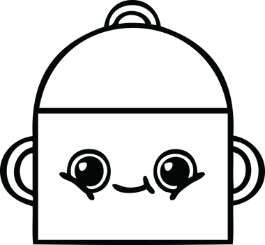 Bir insan tarafından çizilmiş bir tencere karikatürü.