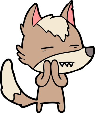 Bir insan tarafından çizilen dişleri gösteren bir kurt çizgi filmi.